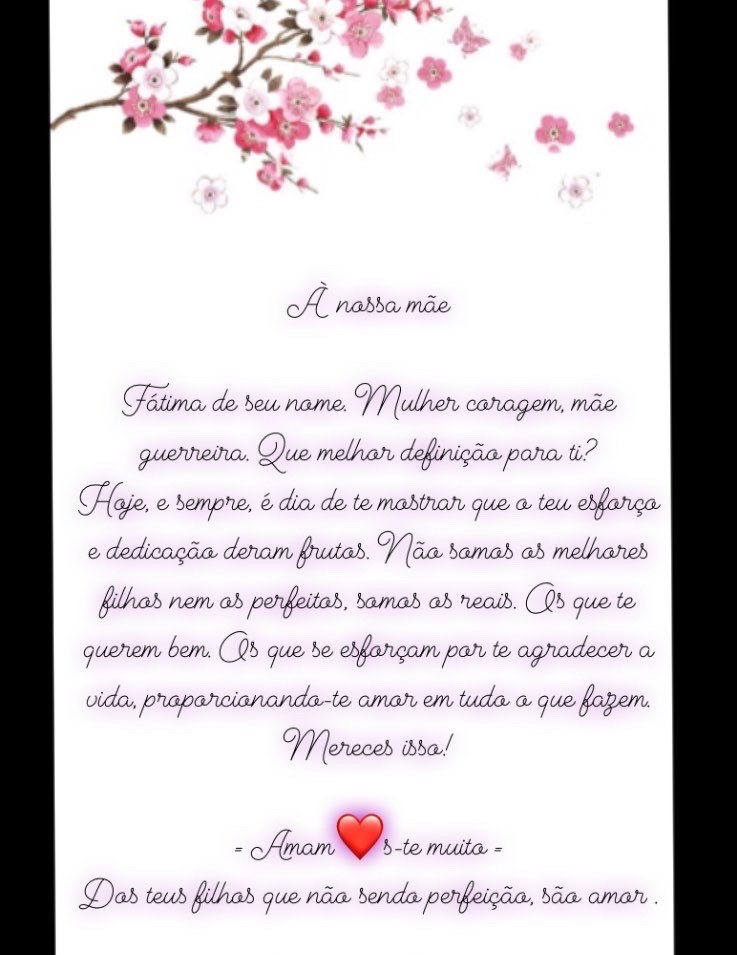 Dia da mãe. 03.05.2020. Fazer da distância uma corrente de amor. Aproximar com palavras. Acarinhar com actos. Porque todas as mães são força. A minha não é excepção. A minha mãe é ternura e ventania. É abraço e regras. E esta dualidade faz dela a mais bonita de todas. A minha mãe. 